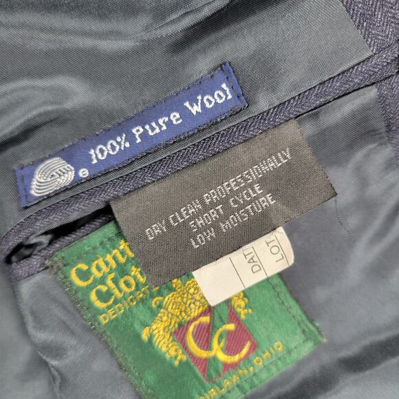 Vintage Burberrys Tuxedo Mens Blue Micro Herringbone Wool 3 Button Formal Suit - Picture 5 of 16